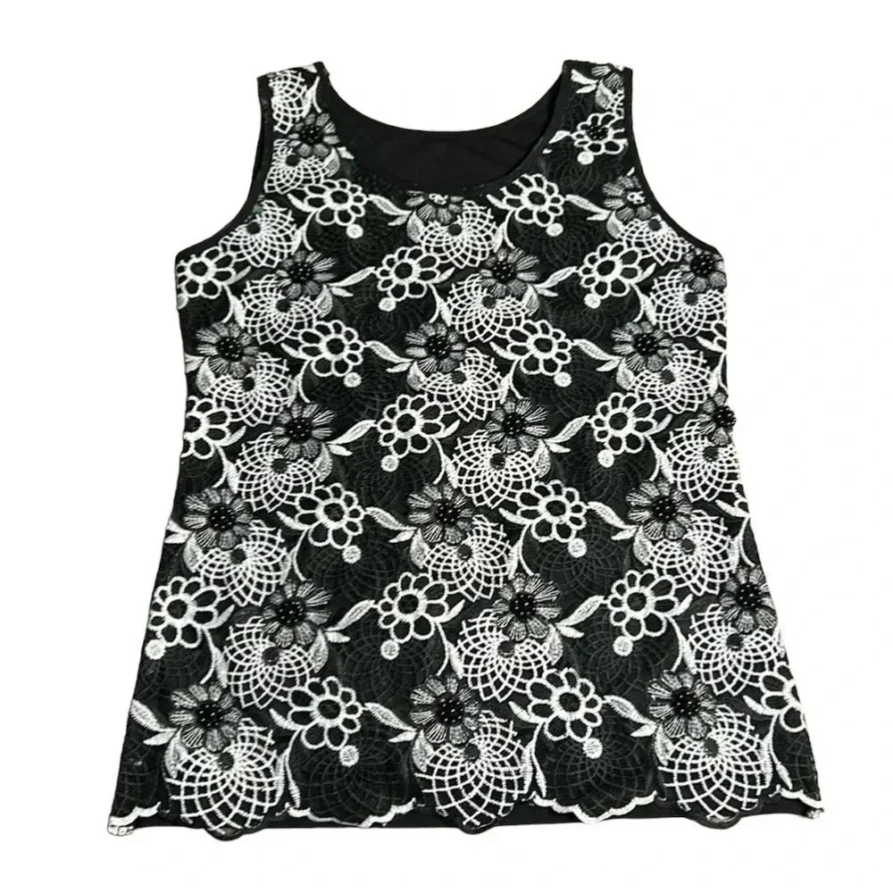 Floral Top , XS, Lace,sheer,lined,crochet,beaded, NWT PTP 16”, fairy,whimsigoth